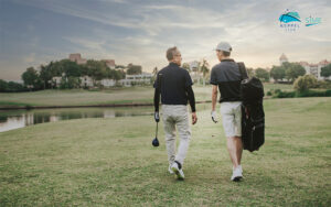 Two-Man-Golfer-Walking-And-Talking