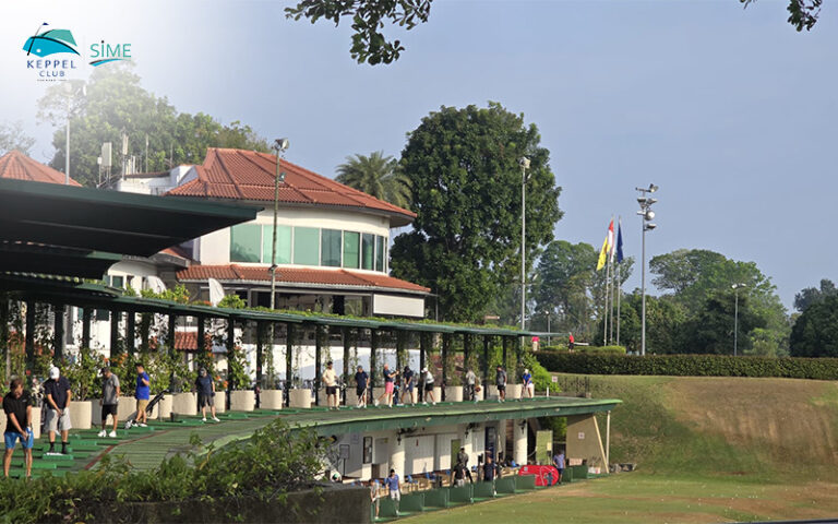 Public golfers practicing at Keppel Club Sime Course driving range